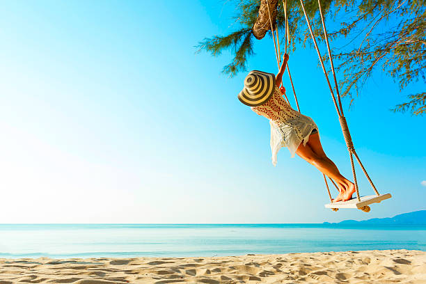 Woman at tropical swing