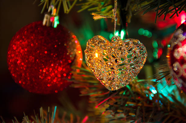 istock Glass heart Christmas tree decoration ornament 614317190