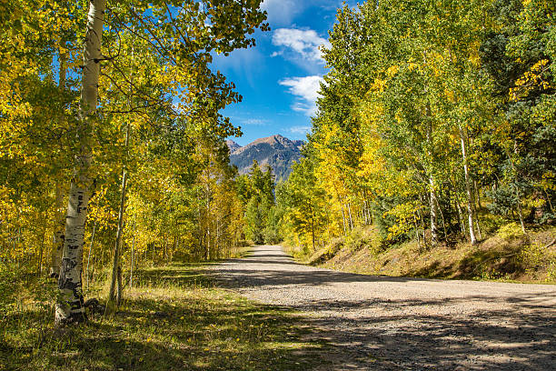 Estrada de terra na montanha - foto de acervo