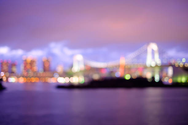 defocus bokeh blurred of beautiful Odaiba photo, great for your design