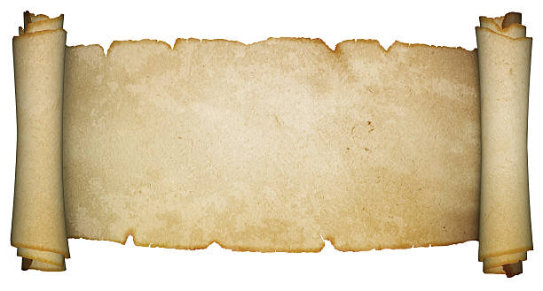 alte pergament blättern auf weißem hintergrund. - scroll paper old yellowed stock-fotos und bilder