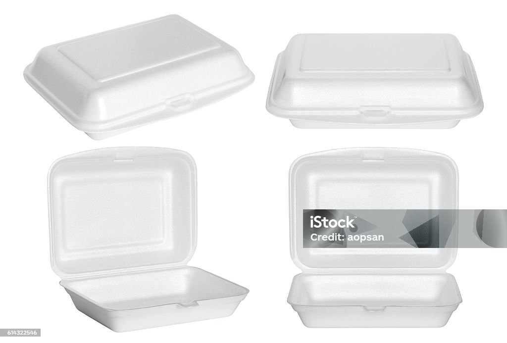 Set Of White Styrofoam Box Isolated On White Stock Photo - Download Image  Now - Polystyrene, Container, Packaging - iStock