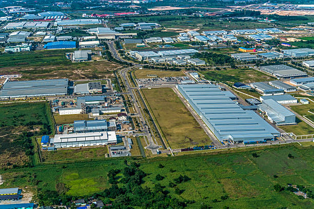istock land development Industrial estate  aerial photo 614326096
