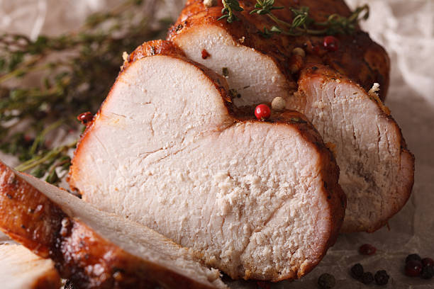 istock Baked turkey fillet with thyme and spices macro. horizontal 614326390