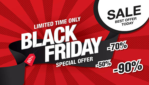 black friday sale banner template design - black friday stock illustrations