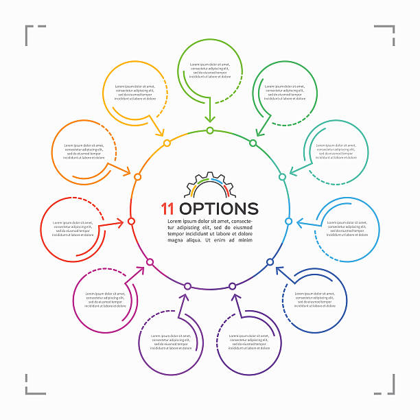 Minimal style circle infographic template with 11 options Minimal style circle infographic template with 11 options 11 stock illustrations
