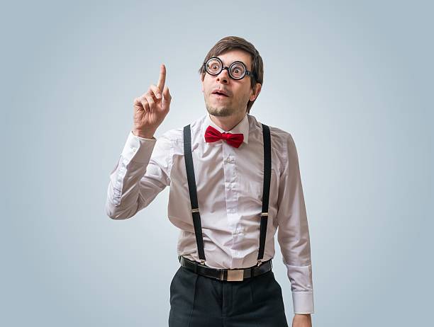 istock Funny nerd or geek have an idea. 614333360