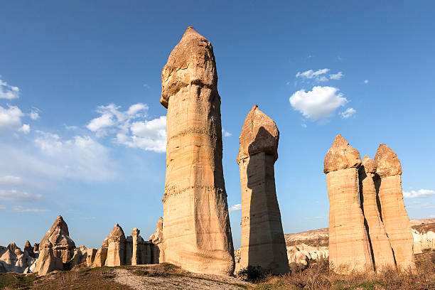 istock Bizarre rock formations in Cappadocia, Turkey 614337194