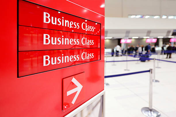 istock Airport Business Class Check-in Counter Entrance 614338038