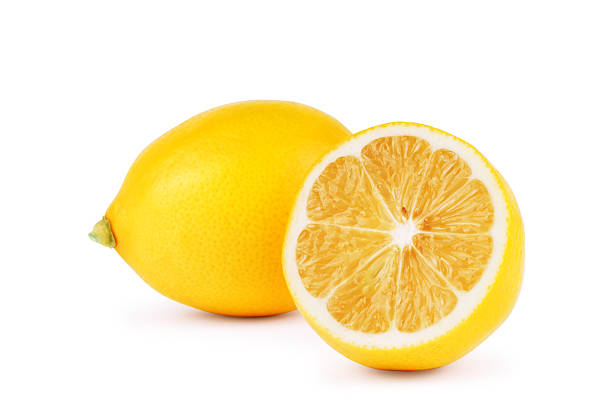 istock Lemons.  isolated on white background. Lemon in a cut 614341426