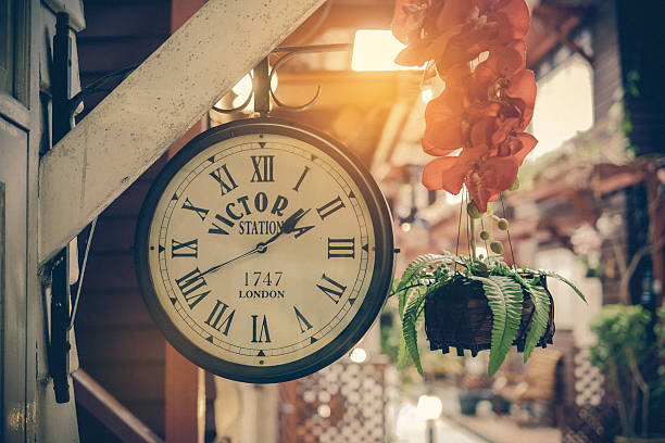 classic clock in the old town background