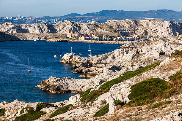 Landscape of Frioul archipelago Landscape of Friuli archipelago. Marseille, Provence-Alpes-Cote d'Azur, France. frioul archipelago stock pictures, royalty-free photos & images