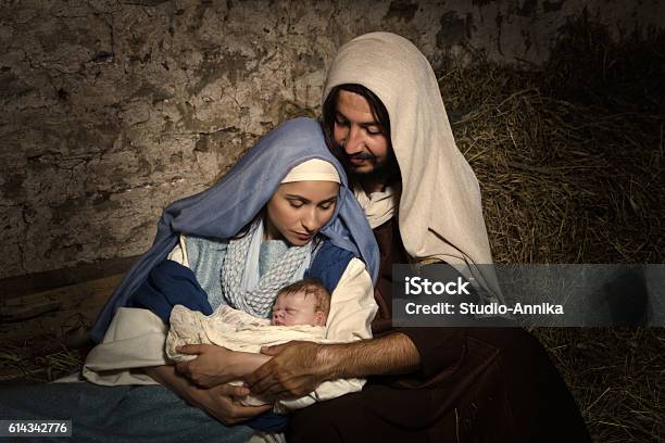 Baby Jesus In Nativity Scene Stock Photo - Download Image Now - Nativity Scene, Virgin Mary, Jesus Christ