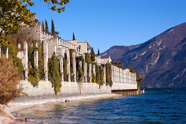Ancient lemon orchards in Limone sul Garda small town on Garda Lake (Lago di Garda). Brescia, Lombardia, Italy, Europe