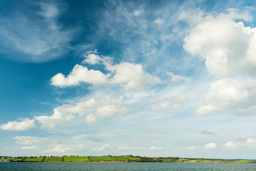 River landscape from a ferry in county Clare, Republic of Ireland