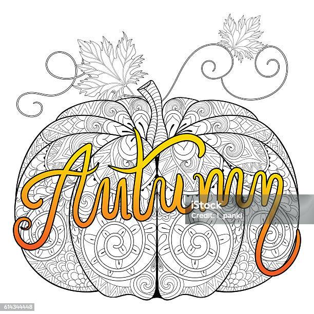 Pumpkin With Color Autumn Typographic For Tha Stock Illustration - Download Image Now - Abstract, Adult, Autumn