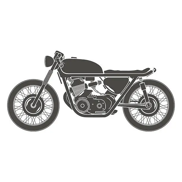 Vector illustration of classic vintage motorcycle, cafe racer theme