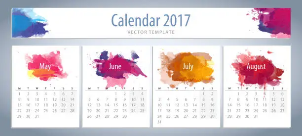 Vector illustration of triangle calendar 2017 template