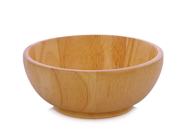 istock Wooden bowl isolated on white background 614410904