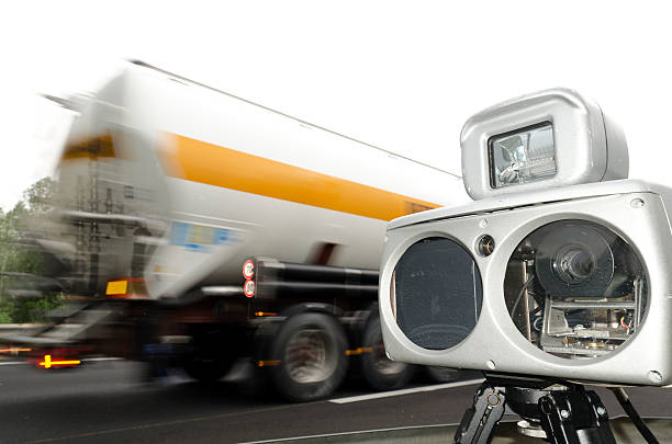 speed camera and truck stock photo