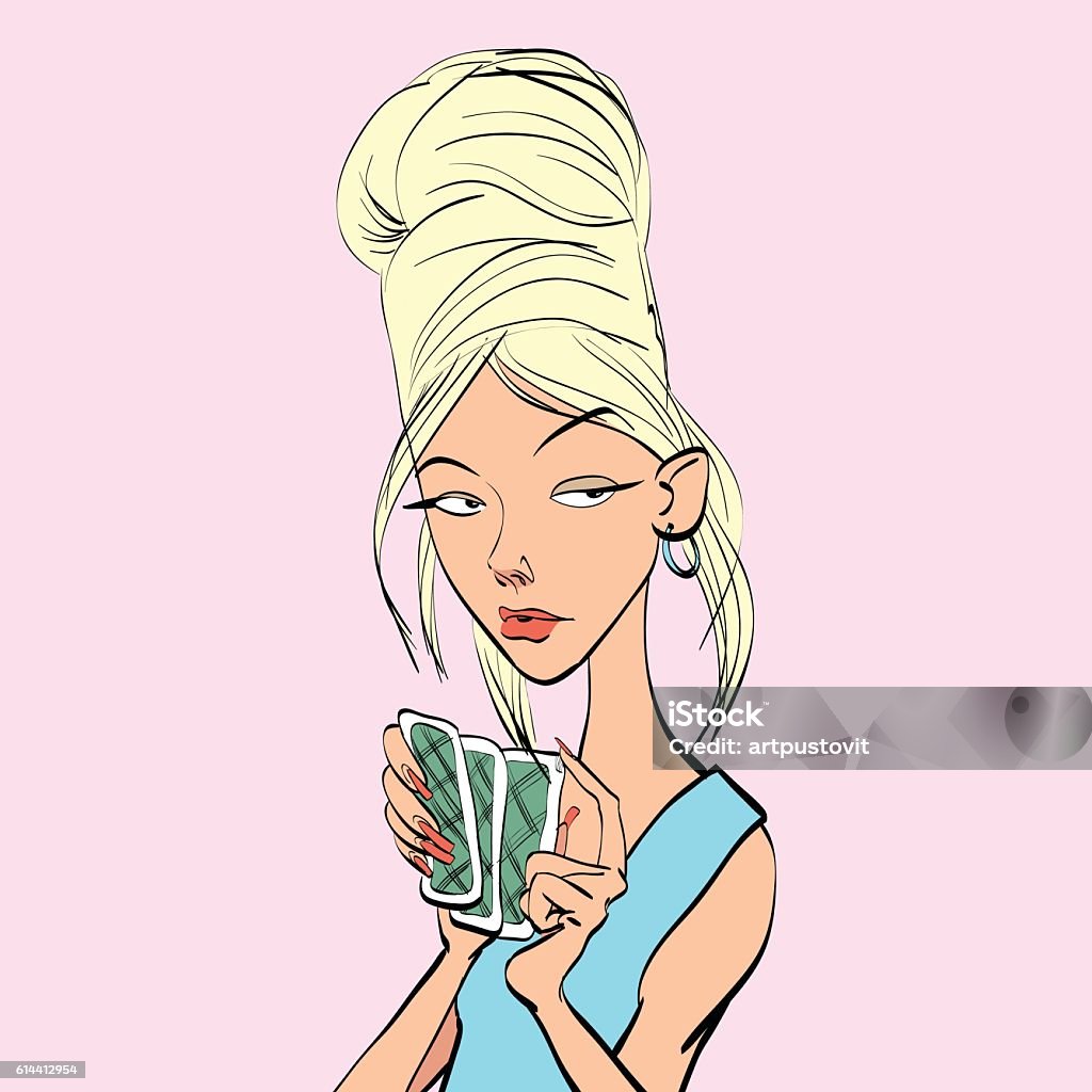 Poker Face Woman Playing Cards Stock Illustration - Download Image Now -  Adult, Arts Culture and Entertainment, Beautiful People - iStock