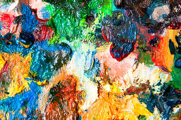 istock Oil paints multicolored closeup abstract background 614413382