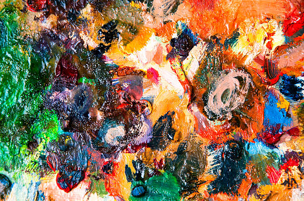istock Oil paints multicolored closeup abstract background 614414062