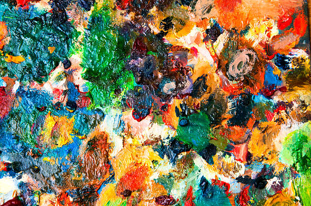 istock Oil paints multicolored closeup abstract background 614414400