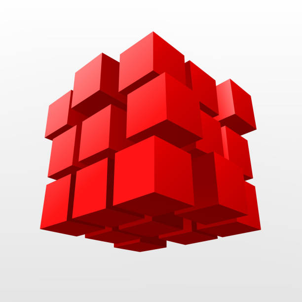 illustrazioni stock, clip art, cartoni animati e icone di tendenza di cubo rosso astratto - puzzle cube