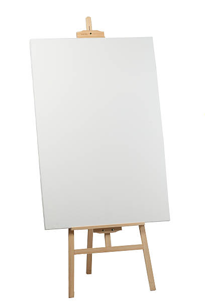 istock Wooden easel with blank canvas 614417346