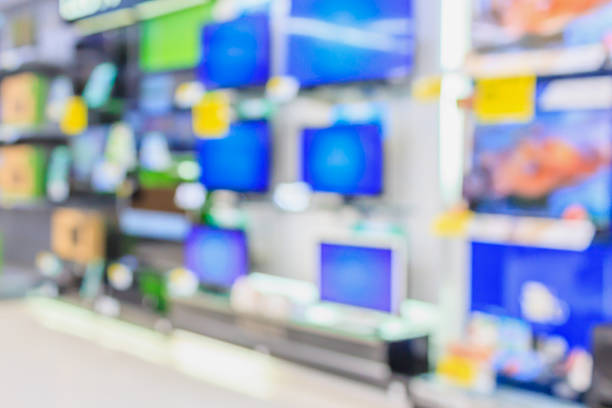 istock eletronic department store with Television shelves 614417404