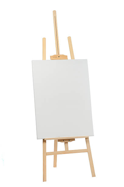 istock Wooden easel with blank canvas 614417610