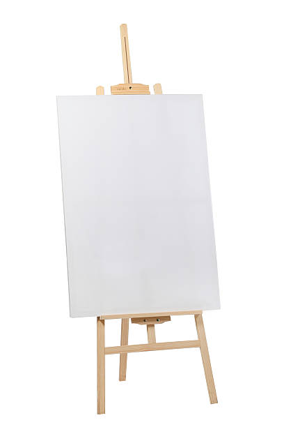 istock Wooden easel with blank canvas 614417766
