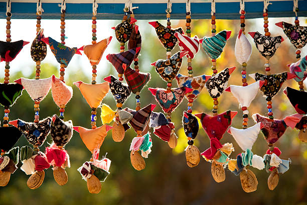 colorful souvenirs from datca village, turkey - mugla province imagens e fotografias de stock