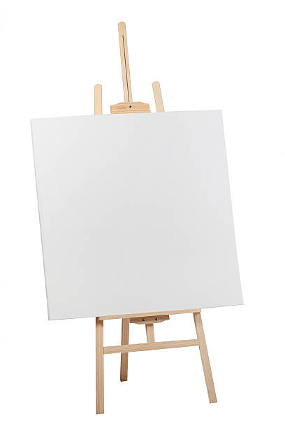 istock Wooden easel with blank canvas 614418190