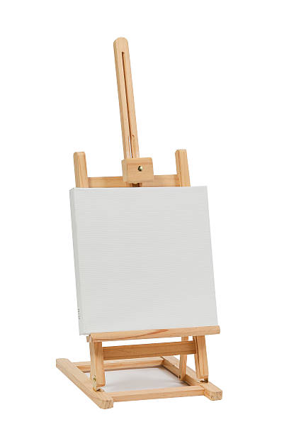istock Wooden easel with blank canvas 614419134