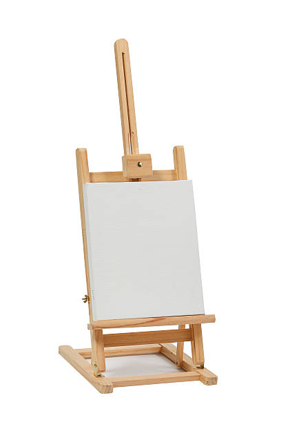 istock Wooden easel with blank canvas 614419760