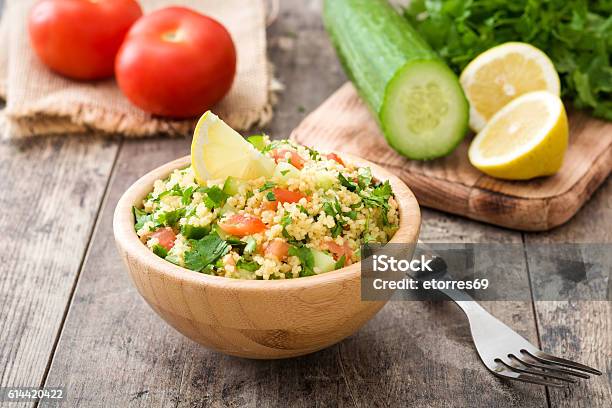 Tabbouleh Salad With Couscous Stock Photo - Download Image Now - Arabic Style, Bowl, Bulgur Wheat