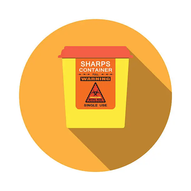 Vector illustration of Biohazard - vector isolated icon of sharps container with shadow