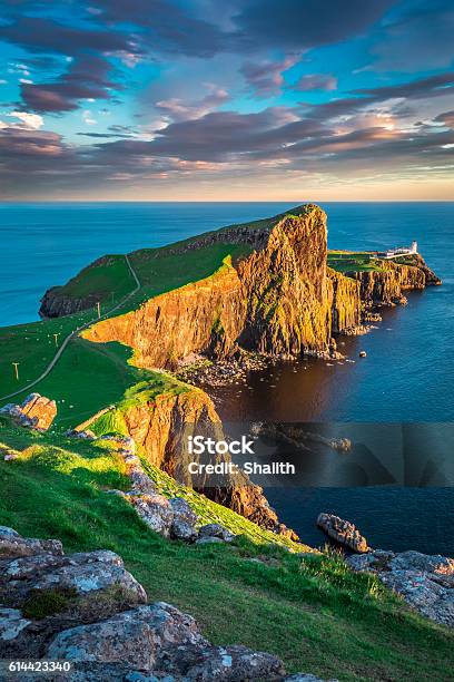 Neist Point Lighthouse In Isle Of Skye Scotland Stock Photo - Download Image Now - Scotland, Scottish Highlands, Isle of Skye