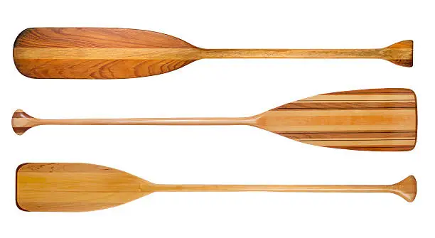 Photo of wooden canoe paddles isolated