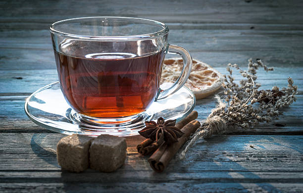 istock Cup of tea and dry twig herb 614430336
