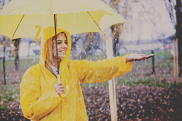 istock Cute girl ready for the rain! 614431484