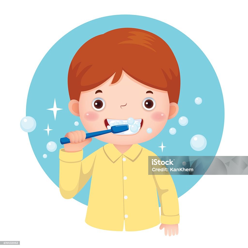 Cute Boy Brushing His Teeth Stock Illustration - Download Image Now -  Brushing Teeth, Child, Smiling - iStock