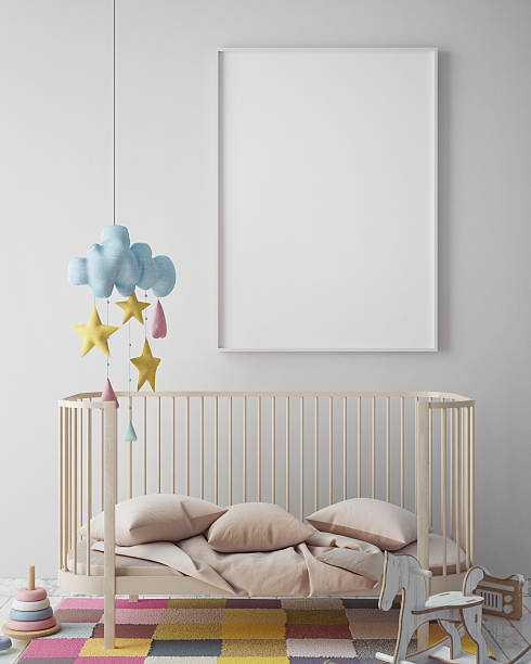 mock up poster frame in hipster room, scandinavian style interior