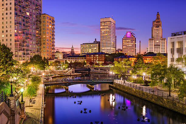 providence, paisaje urbano de rhode island - rhode island fotografías e imágenes de stock