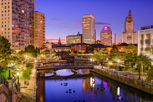Providence, Rhode Island Cityscape Providence, Rhode Island, USA park and skyline. providence rhode island stock pictures, royalty-free photos & images