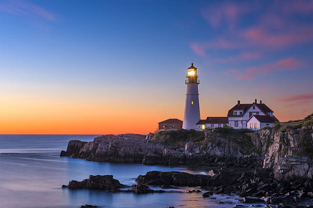 Portland Head Light Portland Head Light in Cape Elizabeth, Maine, USA. lighthouse photos stock pictures, royalty-free photos & images