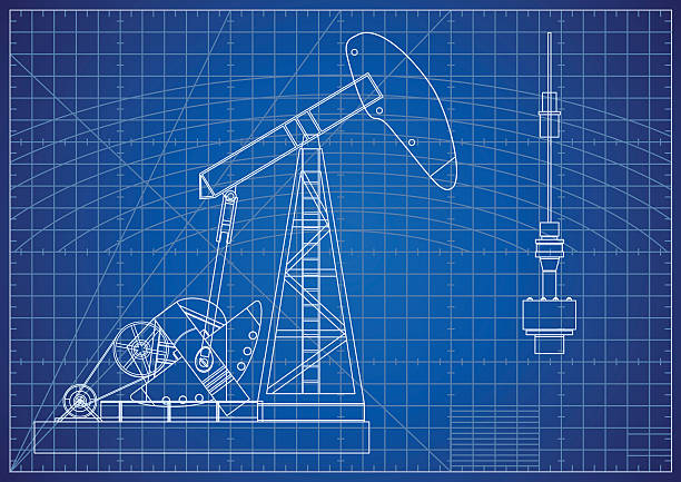 масляный насос джек blueprint. объекты по добыче нефти и газа - oil rig oil industry sea oil stock illustrations