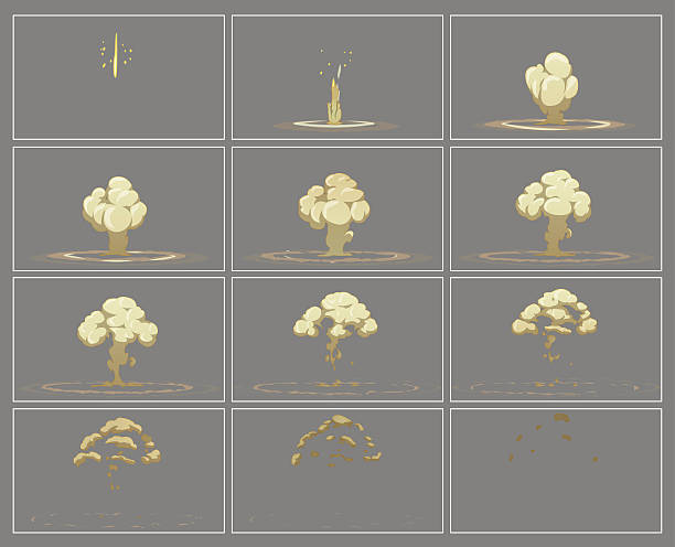 안개 수직 폭발 특수 효과 애니메이션 프레임 - high explosive stock illustrations